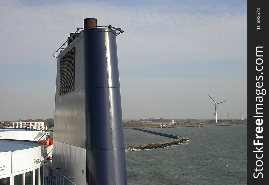 Funnel of a ferry going between Germany and Denmark, picture taken with a NIKON Coolpix 4500