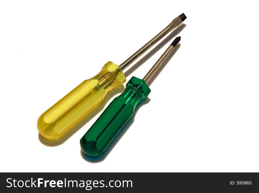 Isolated Phillips and Flathead Screwdrivers. Isolated Phillips and Flathead Screwdrivers