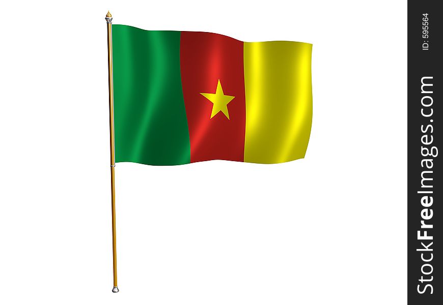 Silk flag of Cameroon. Silk flag of Cameroon