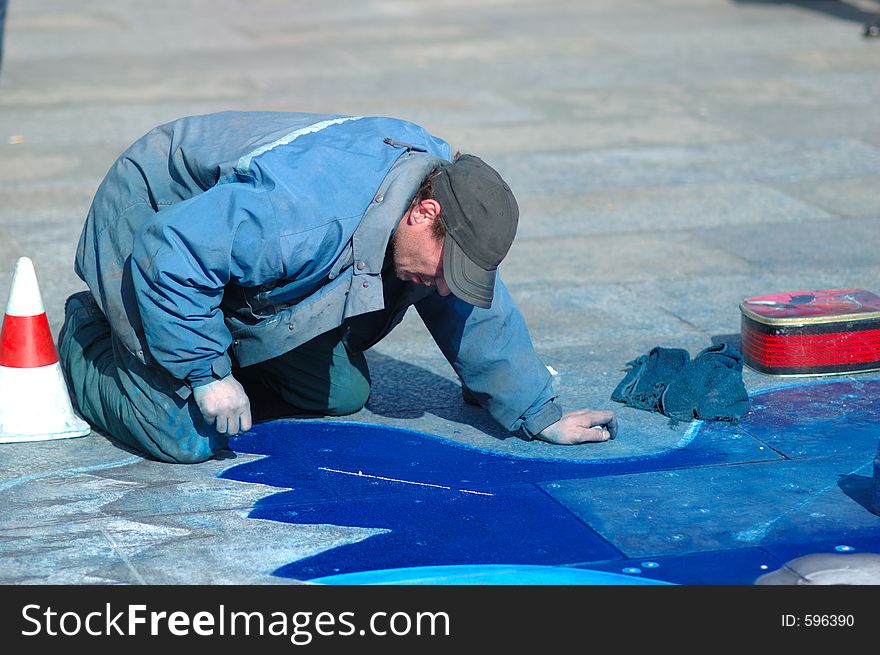 Artist painting on the streets. Artist painting on the streets
