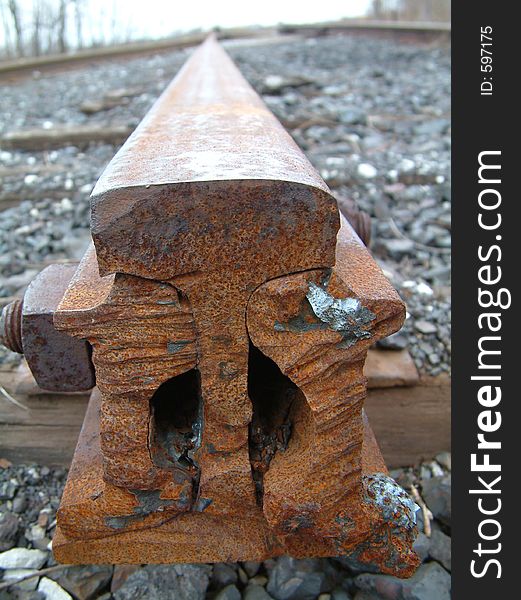 A cross section of an old railway tie. A cross section of an old railway tie