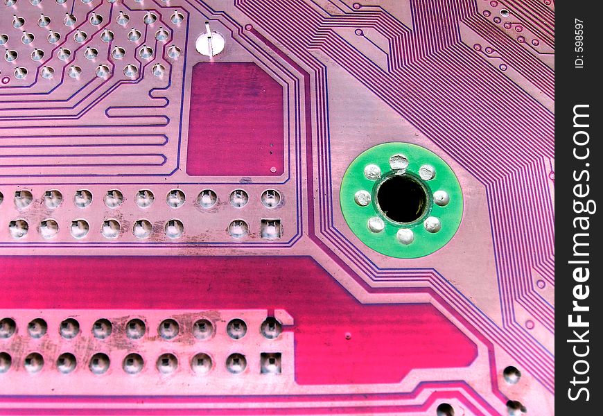 Close up of circuit board partially inversed