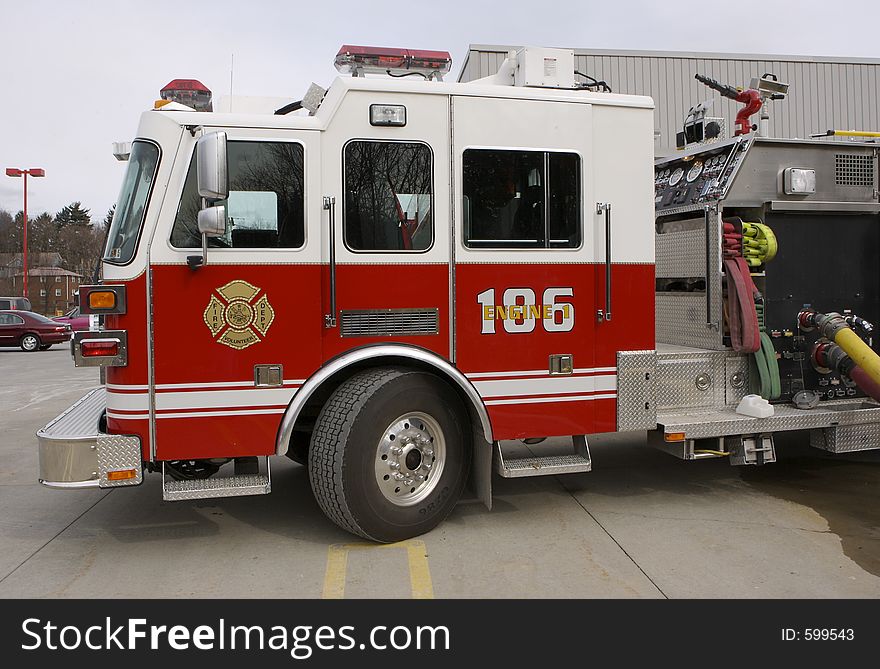 Side View of a Fire Engine. Side View of a Fire Engine