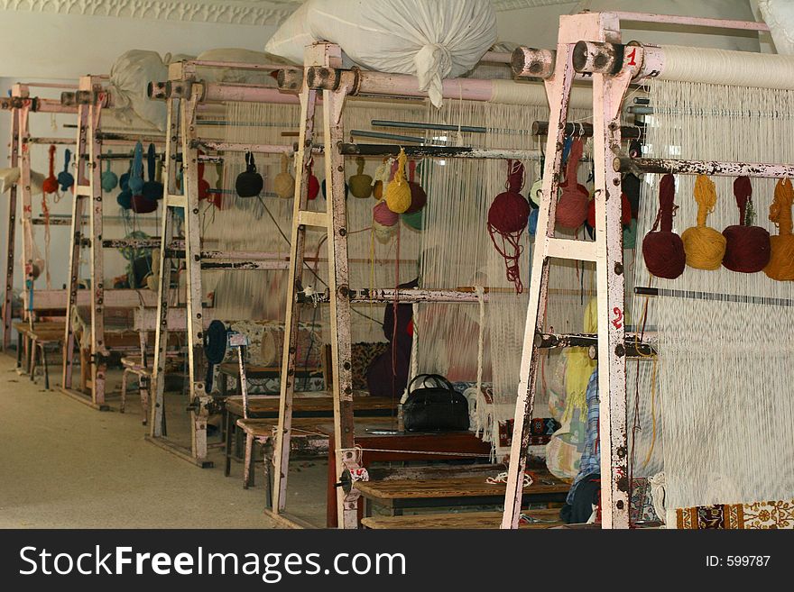 Traditional arabic weaver's shop.