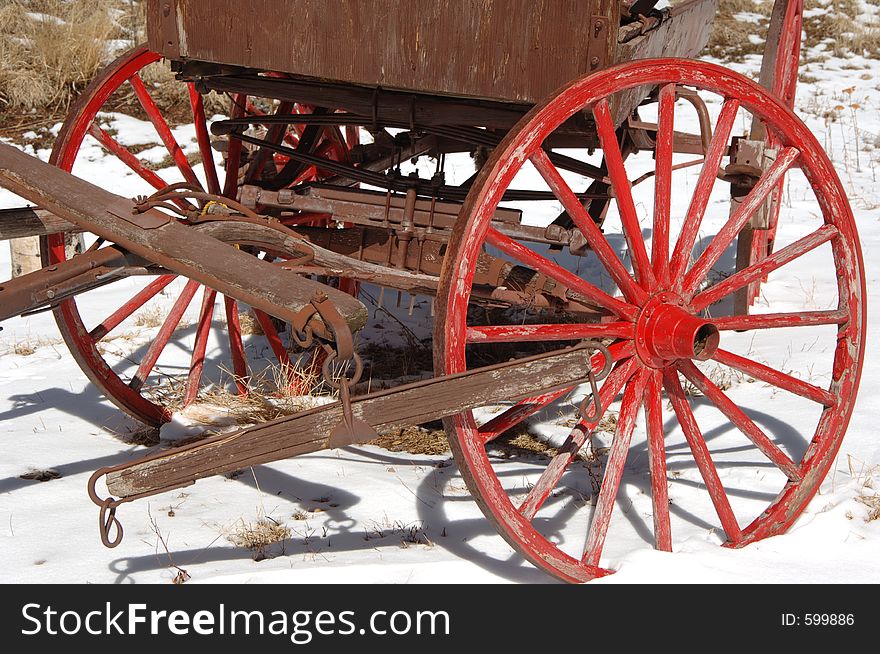 Old colorful horse drawn wagon. Old colorful horse drawn wagon