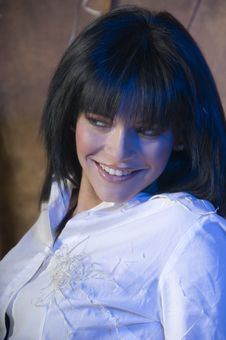Talya Smiling With Blue Hue Stock Photo Talya Smiling With Blue Hue Stock Photo