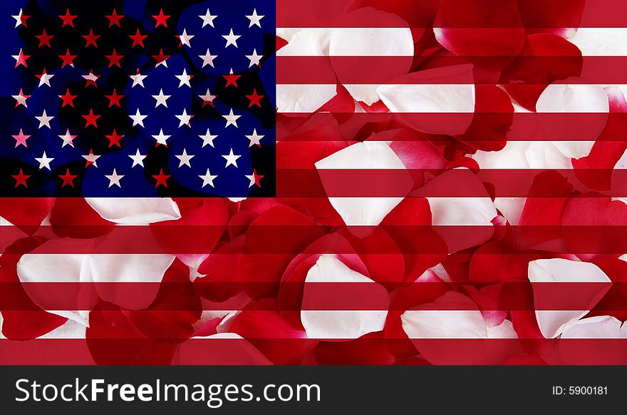 American Flag With Petal Texture