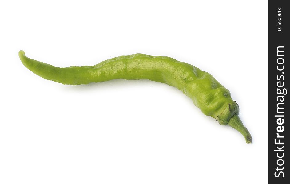 Pod Of Green Pepper Isolated On White