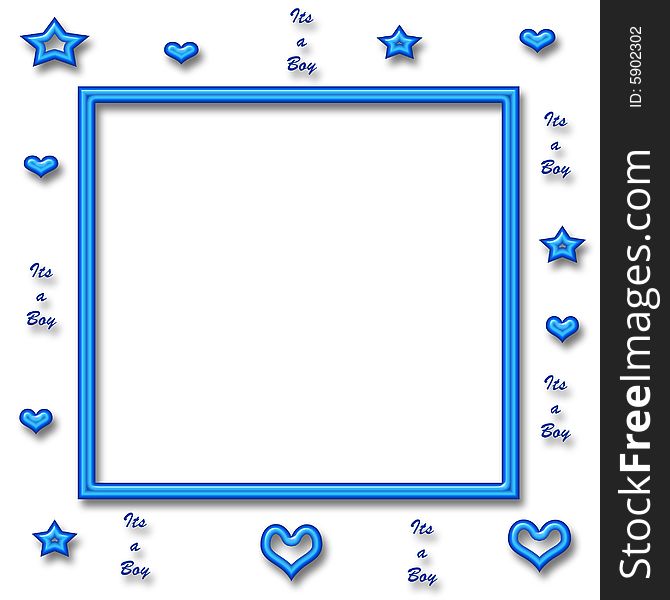 Blue neon stars and hearts with neon frame center. Blue neon stars and hearts with neon frame center