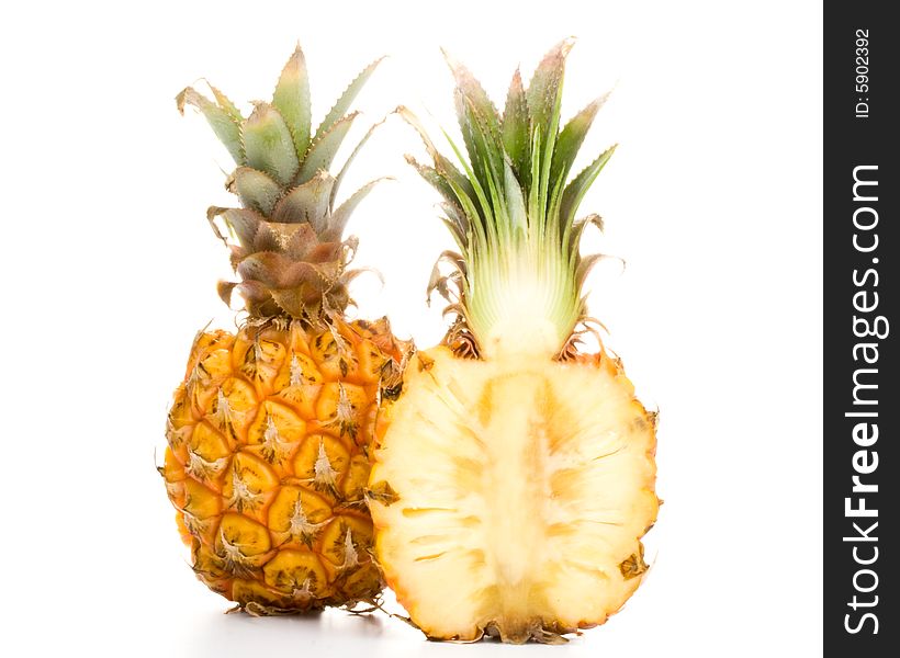 Fresh pineapple on a white background. Close up.