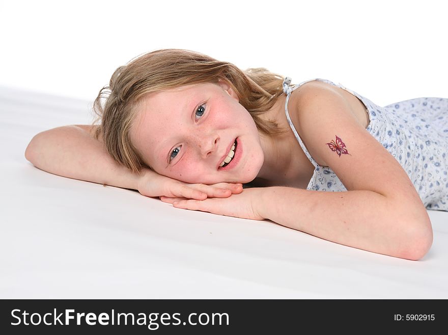 Cute Girl Resting Head On Floor