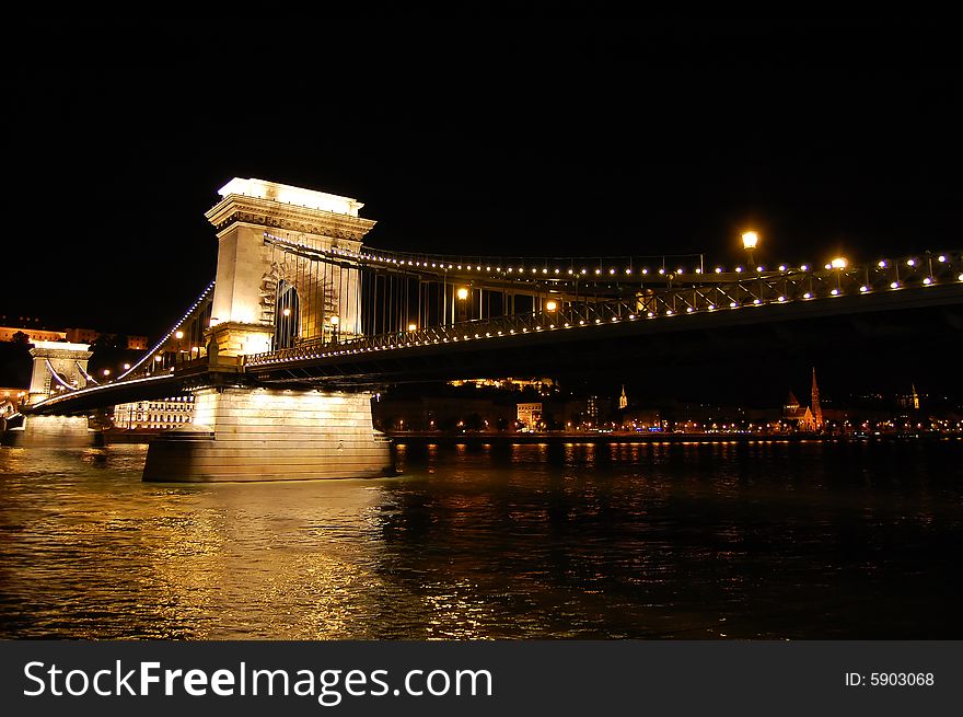 Chain Bridge of Budapest by night. Chain Bridge of Budapest by night