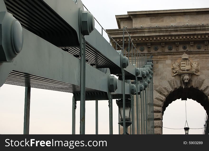 Detail of famous Budapest Chain Bridge