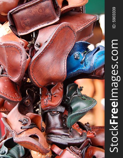 Souvenir leather shoes - Hungary, colorful and cute. Souvenir leather shoes - Hungary, colorful and cute