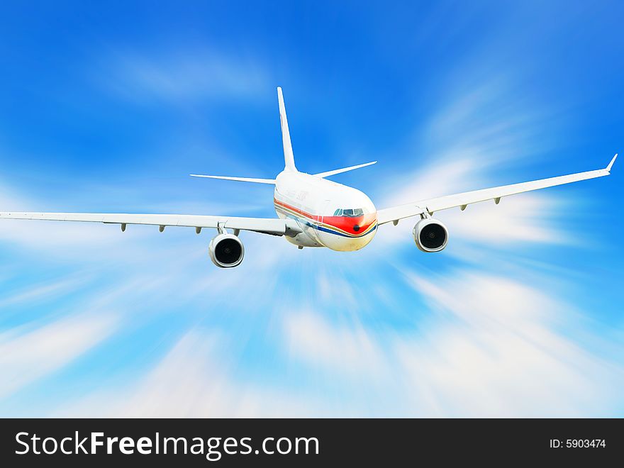 Airplane isolated over sky background