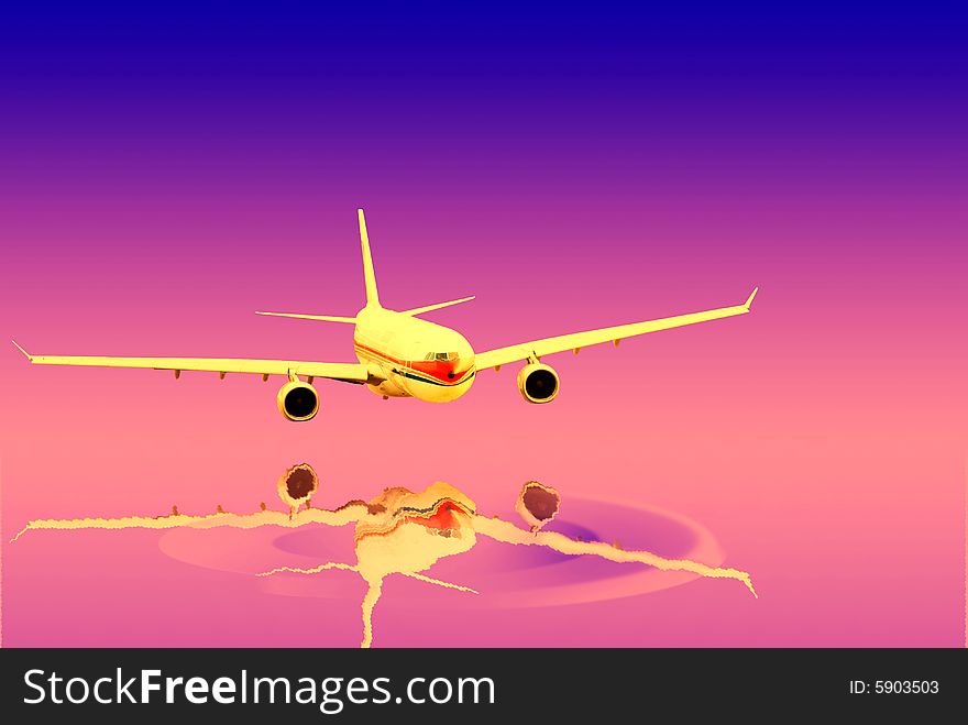 Airplane isolated over sky background