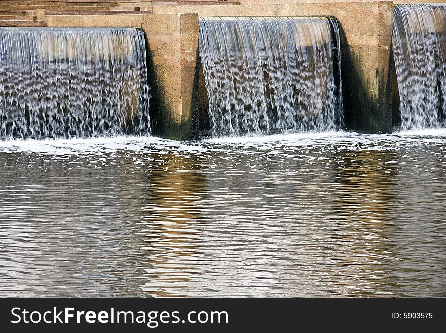 Artificial urban waterfalls - landscape exterior