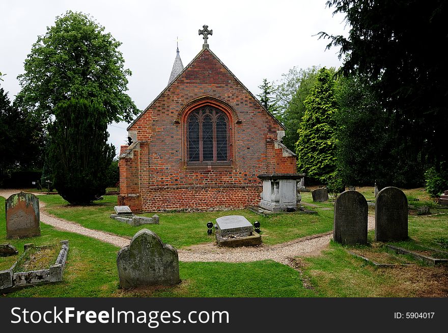 Shot of a churchyard and gravestones