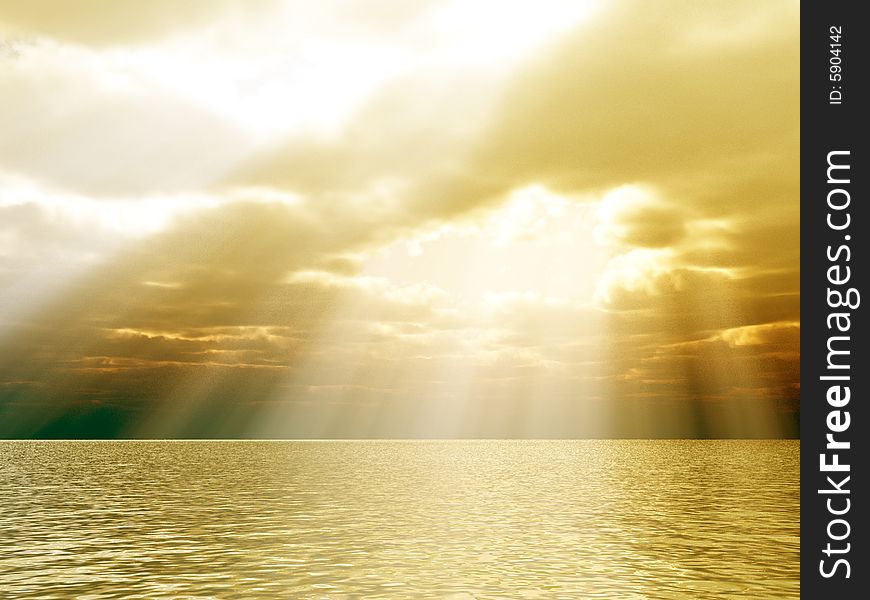 Beautiful seascape with god rays