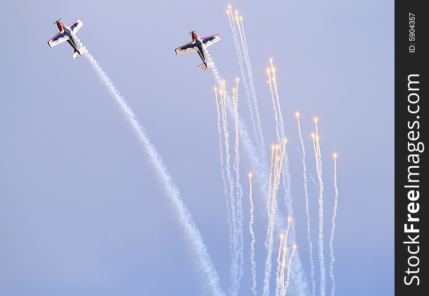 Leaders of an acrobatic flying team go up