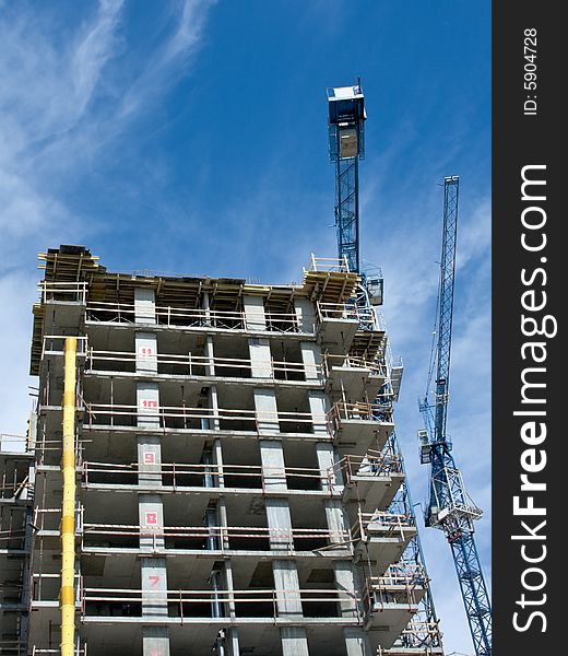 House under construction on the sky background