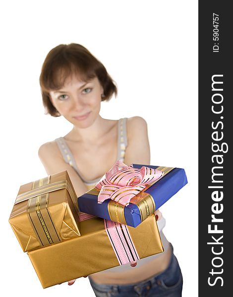 Girl giving gifts