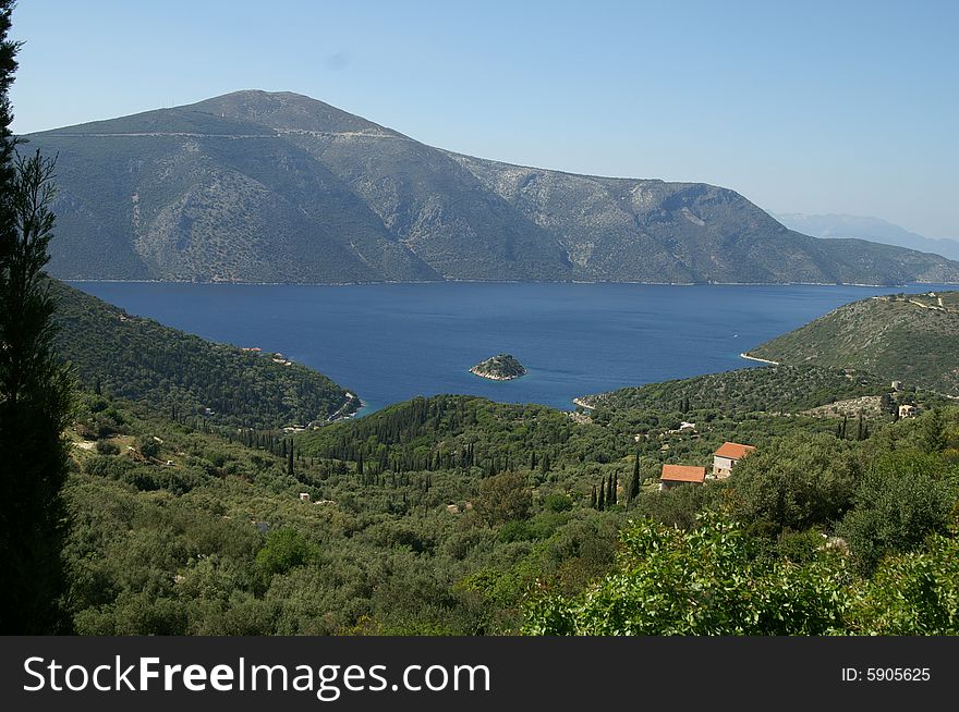 The island of Ithaca in the Ionian Sea, Greece. The island of Ithaca in the Ionian Sea, Greece