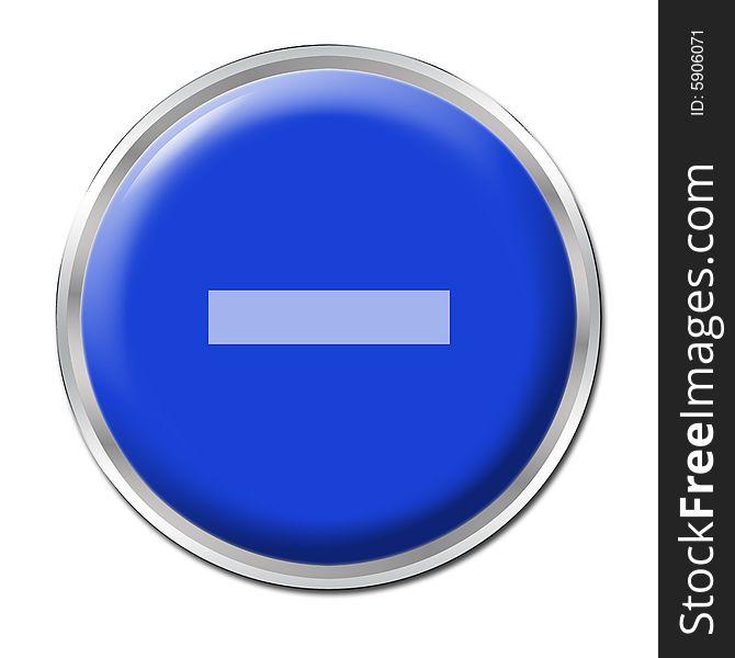 A round blue button with a symbol minus. A round blue button with a symbol minus