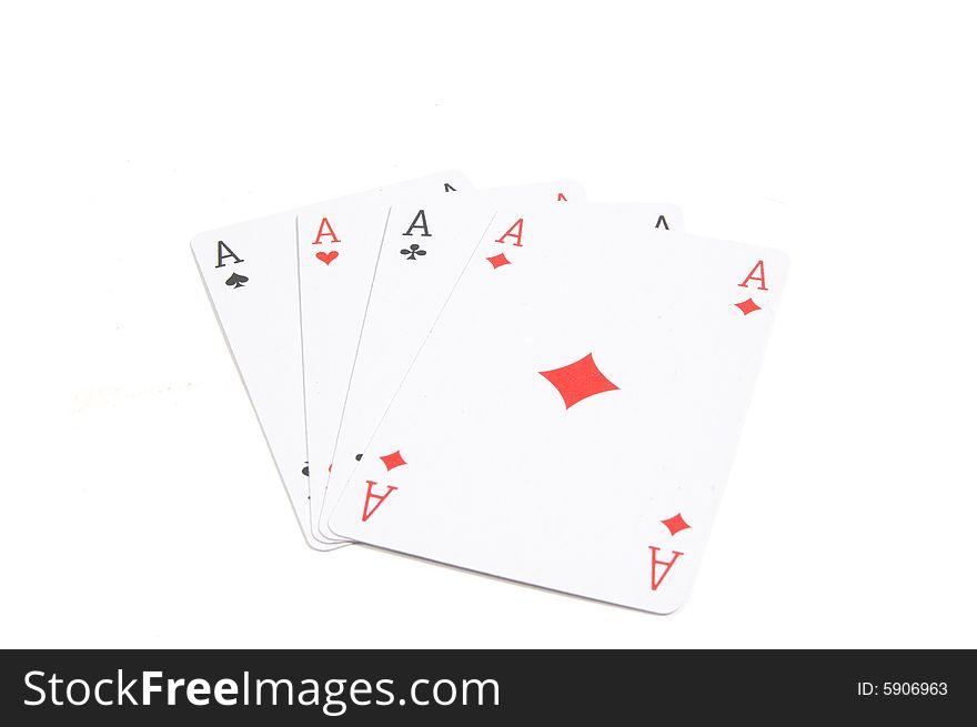 Four aces isolated on white