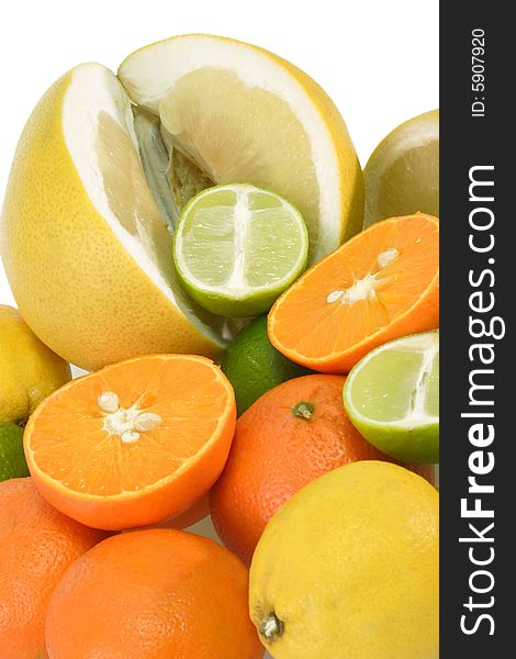 Colorful fresh and healthy fruits on bright background. Colorful fresh and healthy fruits on bright background