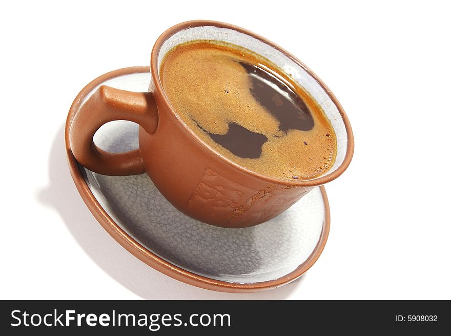 Ceramic cup of coffee isolated on white background. Ceramic cup of coffee isolated on white background