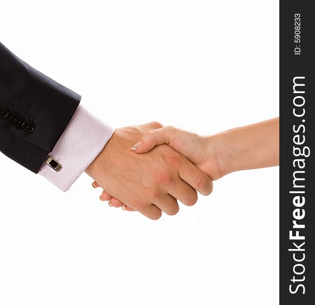 Business handshake. isolated over white