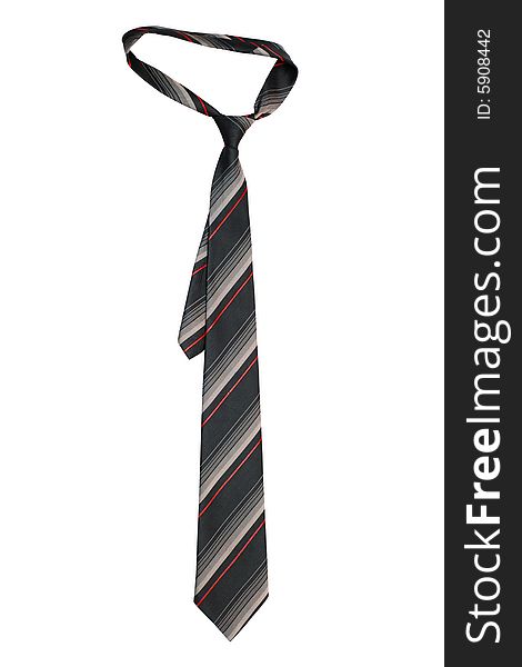 Fashionable striped necktie on a white background
