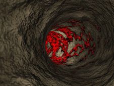 Tunnel To Hot Lava Background Royalty Free Stock Photo