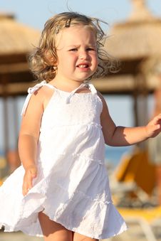 Little Girl At Beach Stock Photo