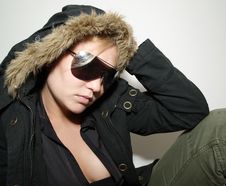 Beautiful Girl In Black Fur Coat Royalty Free Stock Image Beautiful Girl In Black Fur Coat Royalty Free Stock Image