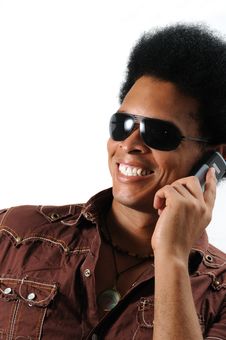 Happy Man Using Cell Phone Stock Photo Happy Man Using Cell Phone Stock Photo