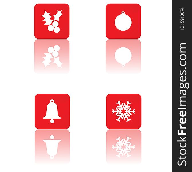 Set of different Web 2.0 Christmas icons in red and white