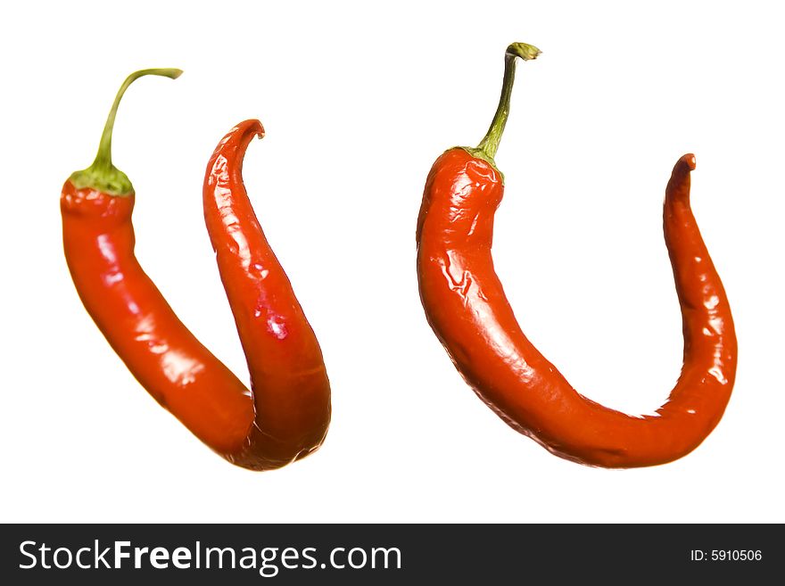 Peppers isolated on white background.