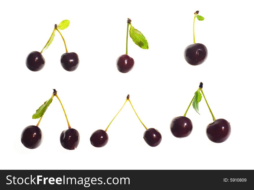 Cherry set isolated on white background.