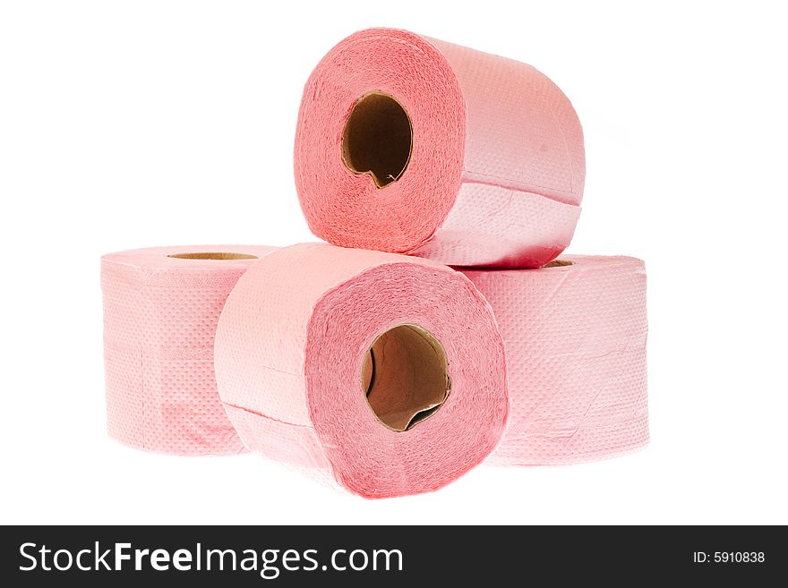 Toilet paper, paper towel on white background