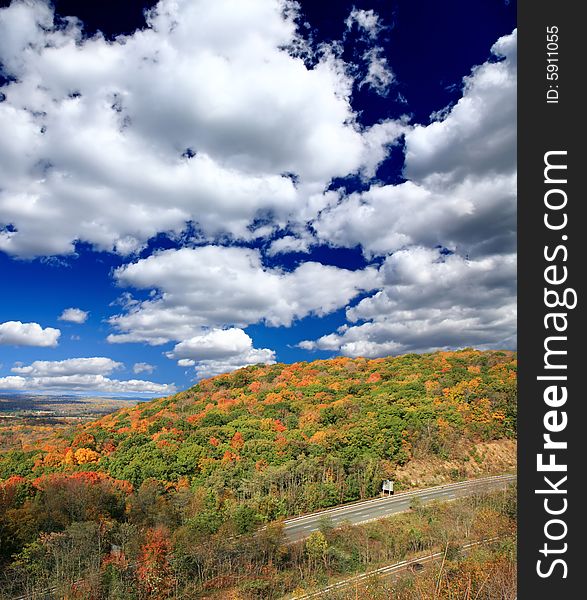 The foliage scenery from a highway overlook in New Jersey. The foliage scenery from a highway overlook in New Jersey