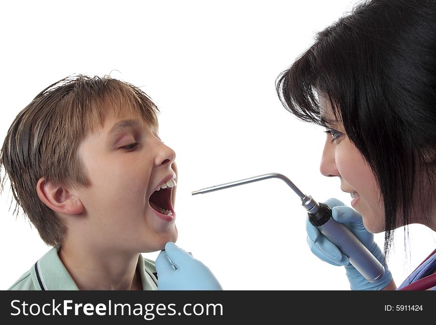 Closeup of a doctor examining a child. Closeup of a doctor examining a child