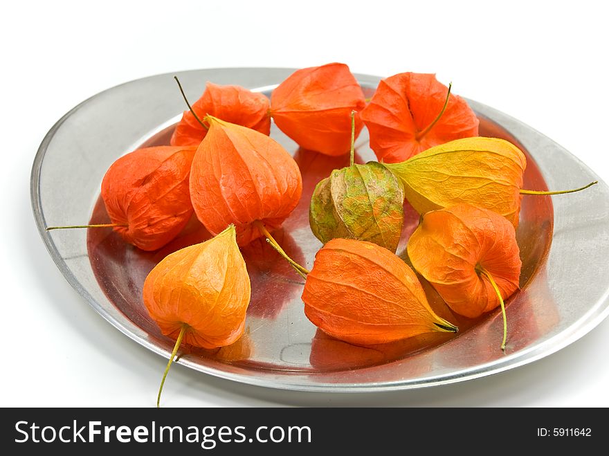 Physalis in the plate.close up.