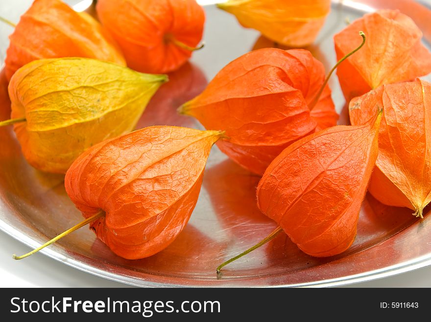 Physalis in the plate.close up.