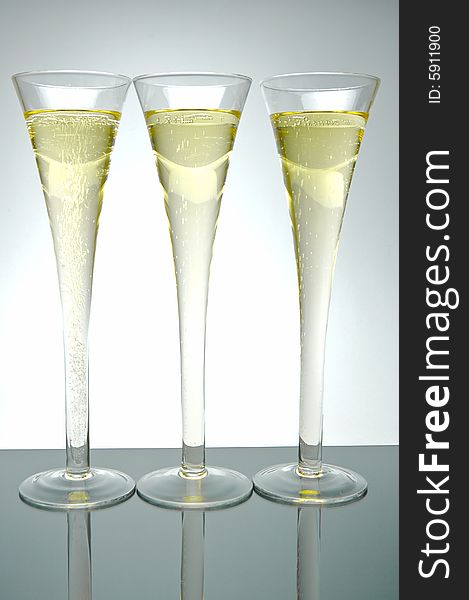 Sparkling wine isolated against a white background