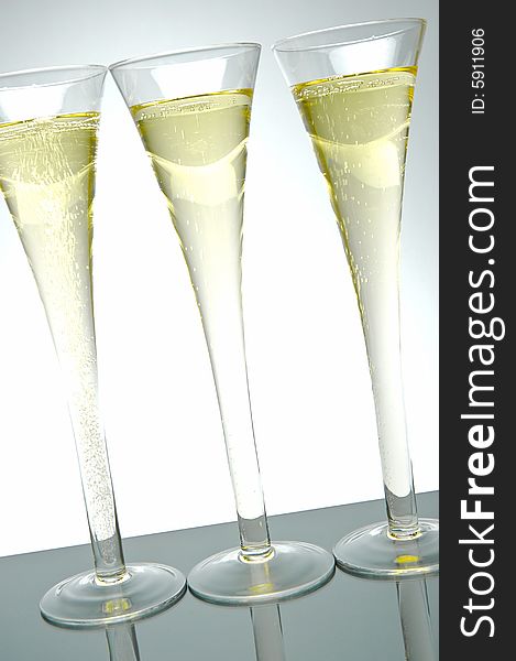 Sparkling wine isolated against a white background