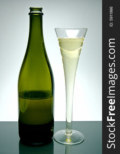 Sparkling wine isolated against a white background