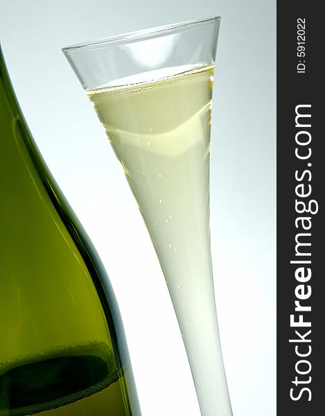 Sparkling wine isolated against a white background