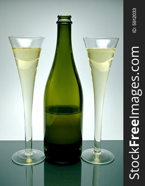 Sparkling wine isolated against a white background